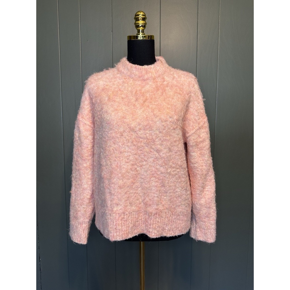 Topshop Pink Knitted‎ Fluffy Crewneck Pullover Sweater Size Small 4-6
